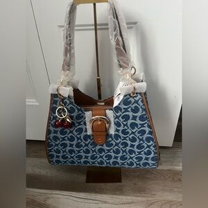 Guess kaline denim logo satchel